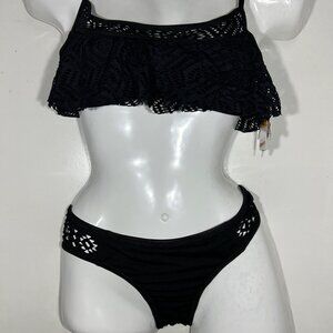 Black Two Piece Swimsuit Top (S) & Bottom (M) womens swimwear Becca & bikini lab